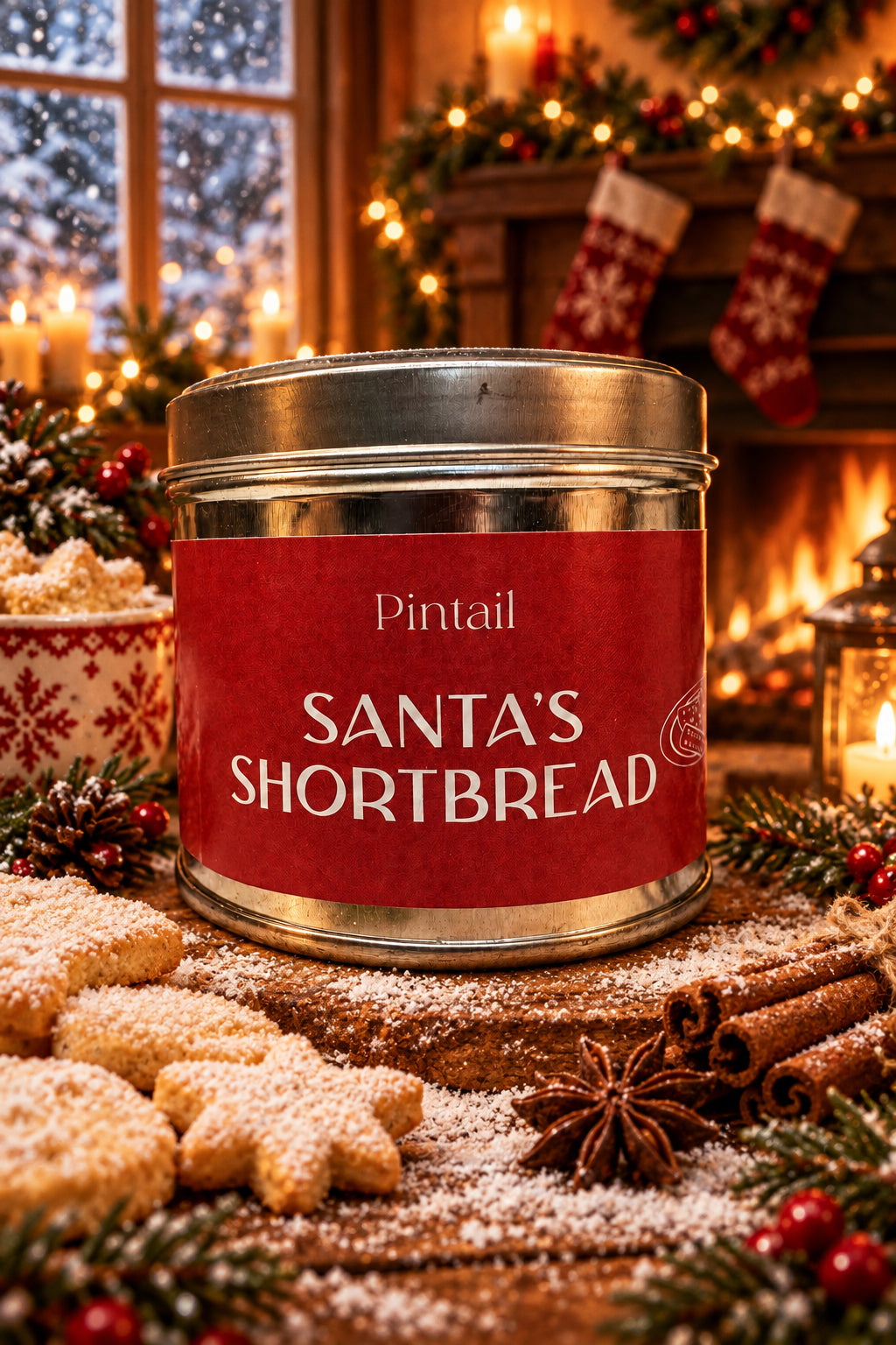 Santa's Shortbread Classic Tin Candle