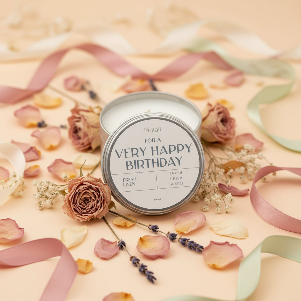 'For a Very Happy Birthday' Fresh Linen Occasion Candle